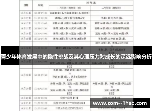 青少年体育发展中的隐性挑战及其心理压力对成长的深远影响分析